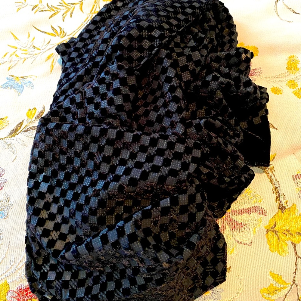 Giorgio Armani Black Burn-Out Velvet Scarf 35.5”x16.5”